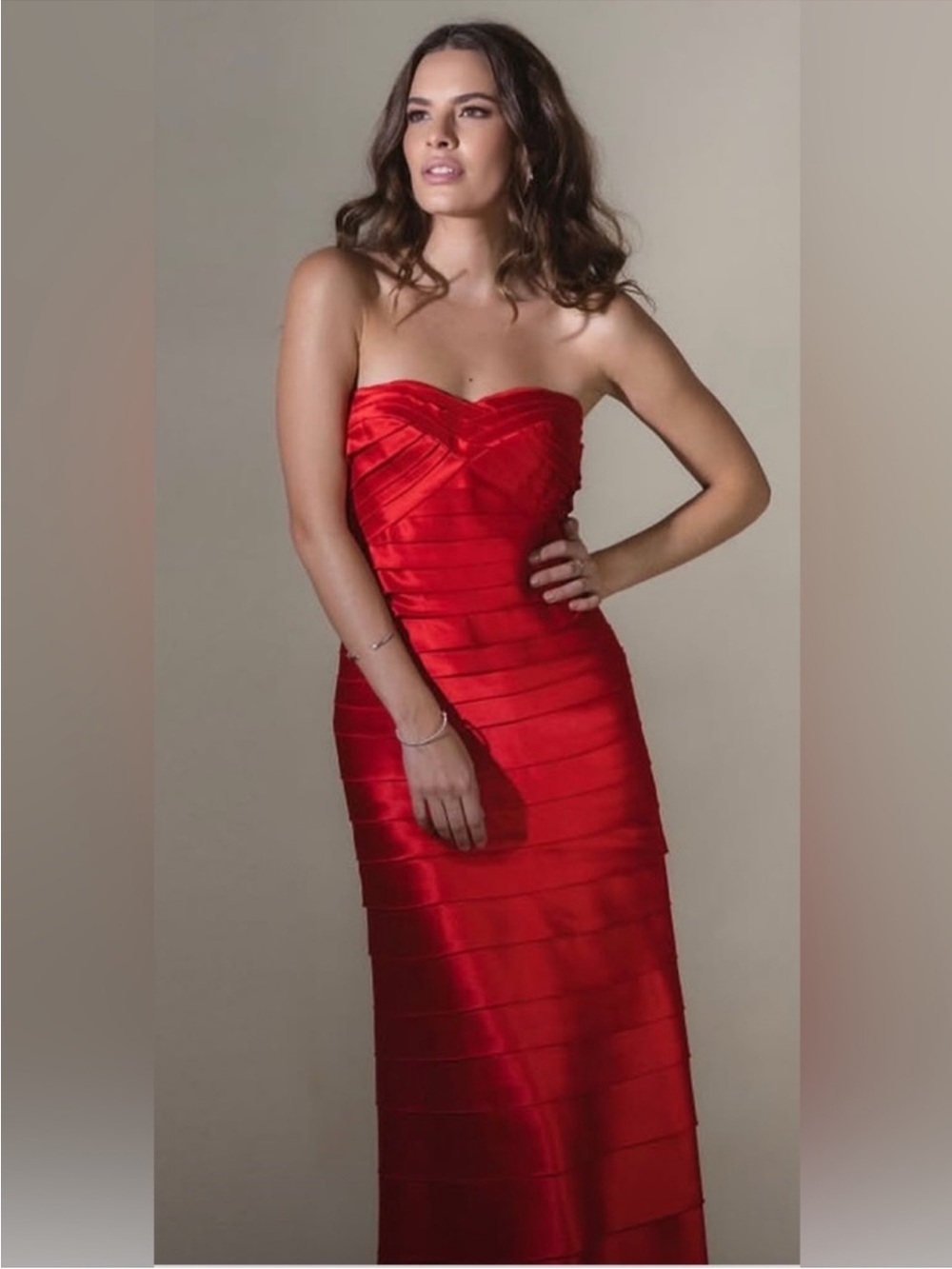 BCBGMaxAzria Strapless Red Bandage Gown